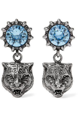 Gucci | Silver-tone aquamarine earrings | NET-A-PORTER.COM