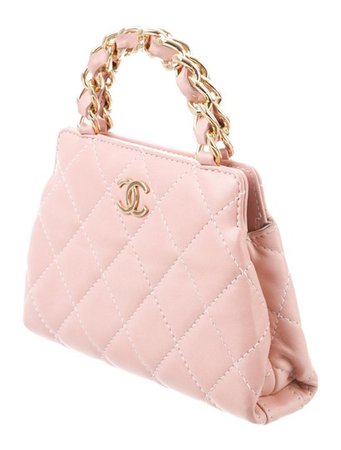Chanel Micro Mini Top Handle Satchel Baby Pink Calfskin Leather Clutch - Tradesy