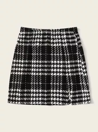 Plaid A-Line Mini Skirt | SHEIN USA Black
