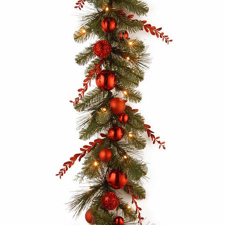 National Tree Co. 9' Christmas Red Mixed Indoor/Outdoor Christmas Garland