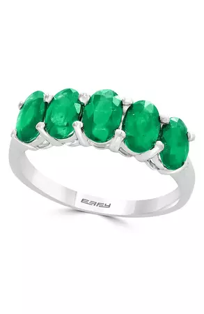 EFFY Sterling Silver Natural Oval Cut Emerald Ring - Size 7 | Nordstromrack