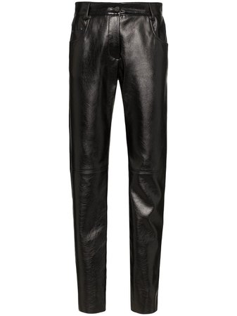 Black Msgm Slim-Fit Trousers | Farfetch.com