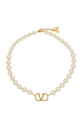 Valentino Garavani Vlogo Pearl Signature Necklace By Valentino | Moda Operandi
