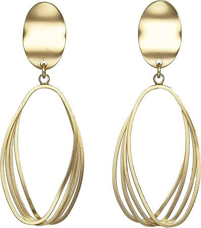 Amazon.com: Twisted Oval Hoop Drop Dangle Earrings for Women Matte 14K Gold Plated Brass Statement Teardrop earring Jewerly Gifts: Clothing, Shoes & Jewelry