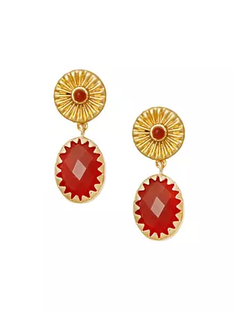 Shop Brinker + Eliza Eve 24K-Gold-Plated & Carnelian Drop Earrings | Saks Fifth Avenue