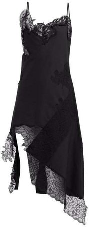 Marques'almeida - Lace Insert Cotton Dress - Womens - Black