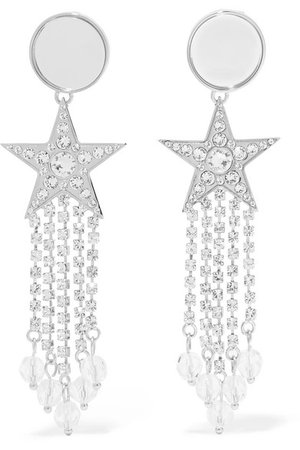 Miu Miu | Silver-tone, crystal and Perspex clip earrings | NET-A-PORTER.COM