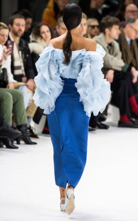 Pearl Embellished Ruffled Silk Blouse By Carolina Herrera | Moda Operandi