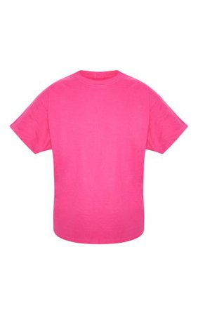 Hot Pink Oversized Boyfriend T Shirt | Tops | PrettyLittleThing USA