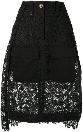 lace layered midi skirt