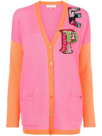 Shop pink Emilio Pucci colour-block logo cardigan with Express Delivery - Farfetch