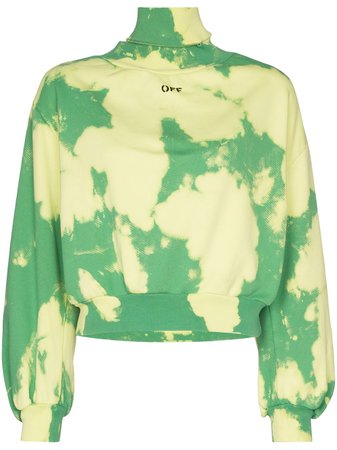 Green Off-White High-neck Cloud Print Sweater | Farfetch.com