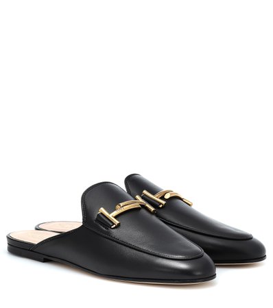 Tod's - Double T leather slippers | Mytheresa