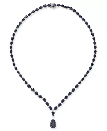 Macy's Black Sapphire Collar Necklace (28 ct. t.w.) in Sterling Silver