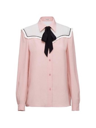 Pink white and black blouse