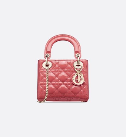 Bolsa Lady Dior míni Couro de vitelo Cannage rosa envernizado - Bolsas - Moda Feminina | DIOR