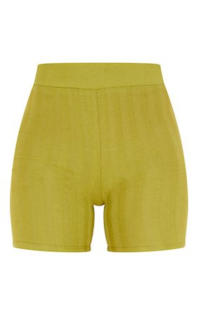 Olive Jumbo Cotton Rib Bike Shorts - Shorts - Women's Clothing | PrettyLittleThing USA
