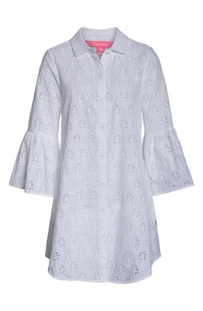 Lilly Pulitzer® Gala Cotton Eyelet Shirtdress Cover-Up | Nordstrom