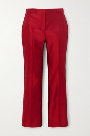 Red Silk-satin straight-leg pants | Alexander McQueen | NET-A-PORTER