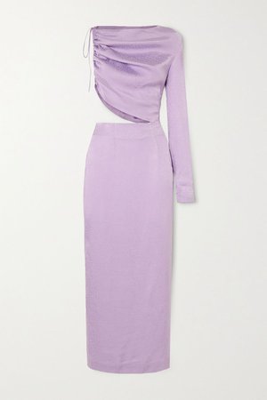 Lilac Leo one-sleeve cutout satin-jacquard midi dress | MATERIEL | NET-A-PORTER