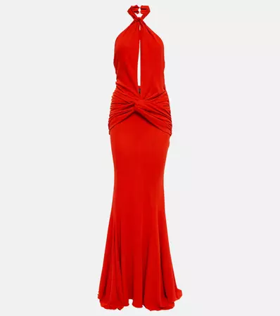 Halter Neck Cutout Gown in Red - Blumarine | Mytheresa