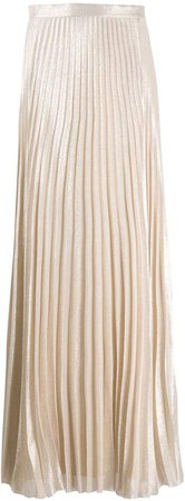 Pleated Lame Long Skirt
