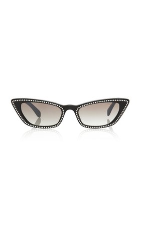 Cat-Eye Frame Crystal-Embellished Acetate Sunglasses by Miu Miu | Moda Operandi