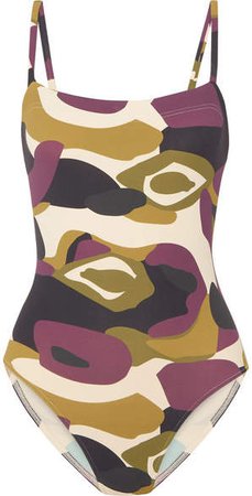 Aquarelle Camouflage-print Swimsuit - Army green