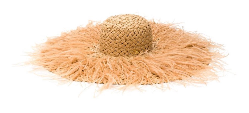 Valentino Feathered Straw Hat