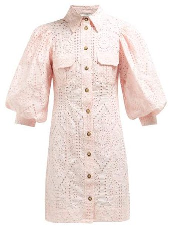 Sandrose Broderie Anglaise Cotton Mini Dress - Womens - Light Pink