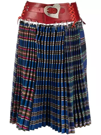 Chopova Lowena Pleated Belted Midi Skirt - Farfetch