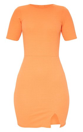 Orange Split Detail Cap Sleeve Bodycon Dress | PrettyLittleThing