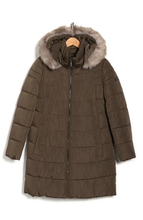 DKNY Zip Front Faux Fur Puffer Jacket | Nordstromrack