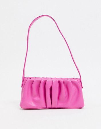 ASOS DESIGN ruched 70s shoulder bag in hot pink | ASOS