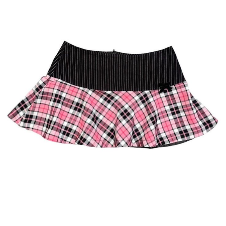 Pink and black plaid skirt
