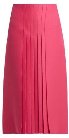 Pleated Silk And Wool Blend Skirt - Womens - Pink