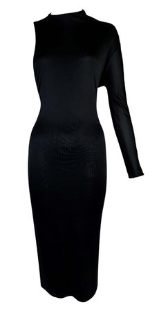 Gucci by Tom Ford Black One Arm Plunging Side & Back Slinky Dress