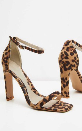 cheetah square toe flat sandal heel