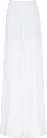 Costarellos High-Waisted Crepe Palazzo Pintuck Trousers Size: 34