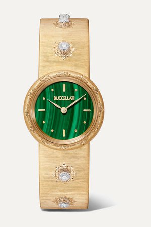 Buccellati | Macri 24mm 18-karat gold, malachite and diamond watch | NET-A-PORTER.COM