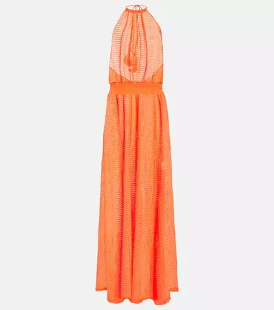 Maeva Halter Neck Maxi Dress in Orange - Melissa Odabash | Mytheresa