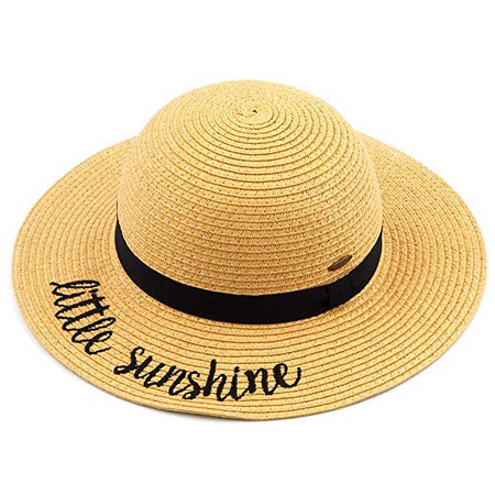 Amazon.com: C.C Straw Embroidered Lettering Floppy Brim Sun Kids Hat (KIDS-2017) (Little Sunshine): Gateway