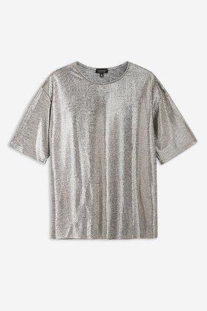 Oversized Foil T-Shirt - Topshop USA