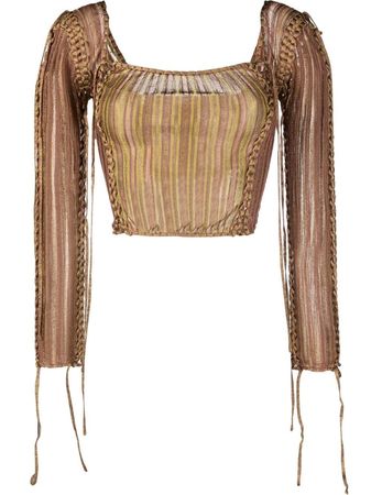 Isa Boulder Lace up-detailing fine-knit Cropped Top - Farfetch