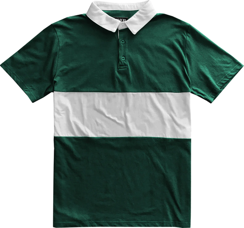 green and white striped polo