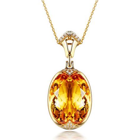 citrine pendant gold necklace