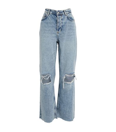 Sale | AllSaints Distressed Wendel High-Rise Wide-Leg Jeans | Harrods AU