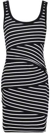Layered Striped Stretch-jersey Mini Dress