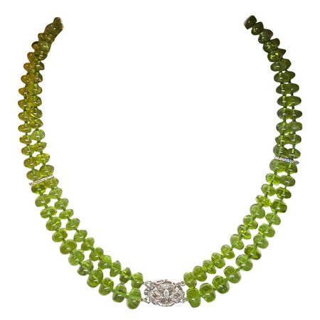 Jane Magon Collections Fine Peridot and Diamond White Gold Choker Necklace For Sale at 1stDibs