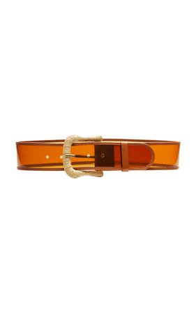 Zimmermann Rattan-Embellished Leather-Trimmed PVC Belt Size: S/M